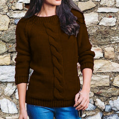 Braid Detail Crewneck Long Sleeve Sweaters