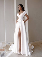Elegant women v neck plain white evening dresses party dresses