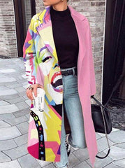 Fashion casual printed elegant turn down neck winter coats