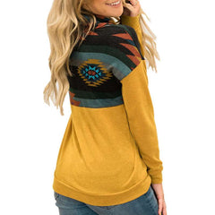 Fashion Gored Print High collar Long sleeve Hoodies Sweatshirts
