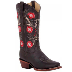 Women Plus Size Chunky Heel Embroidery Boots
