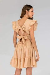 Backless Bowknot Drape Skater Dresses