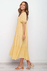 Casual Loose Print Round neck Short sleeve Maxi Dresses