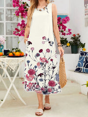 Casual printed round neck maxi dresses