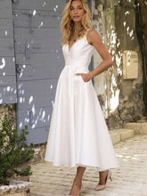 Pure V neck Sleeveless Backless Skater Dresses