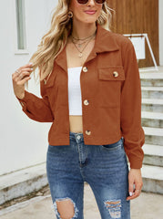 New Corduroy Lapel Pockets Long Sleeve Jackets