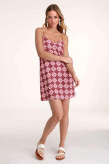 Fashion Print Backless Vest Shift Dresses