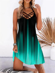 Fashion dress women v neck halter sleevelss vacation dresses