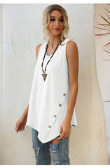 Round neck women plain irregular hem cool vests comfy shirts