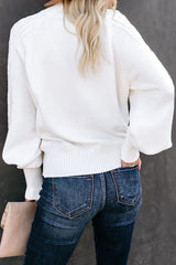 Mid Collar Loose Long Sleeve Knit Solid Color Sweaters