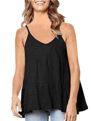 Casual Loose Pure Round neck Gored Vests
