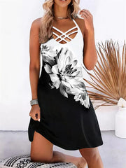 Fashion dress women v neck halter sleevelss vacation dresses
