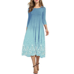 Women's Printed Gradient Long Sleeve Shift Dresses
