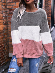 women's round neck flannel sweatshirts