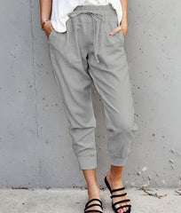 Casual plain easy to match long women pants