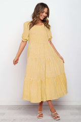 Casual Loose Print Round neck Short sleeve Maxi Dresses