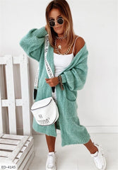Soft warm plain long sweater cardigans women coats