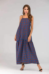 Fashion Plaid Vest Maxi Dresses
