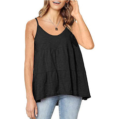 Casual Loose Pure Round neck Gored Vests