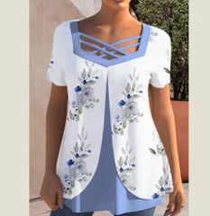 Fashion Irregular neck short sleeve T-shirts
