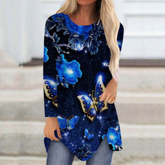 Round Neck Long Sleeve Butterfly T-Shirts