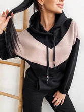 Colorblock Pocket Drawstring Hoodie & Pants Set