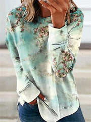 Starry Sky Print Loose Long Sleeve Round Neck Sweatshirts