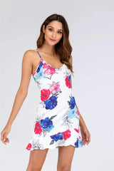 New Floral V neck Irregular Shift Dresses