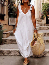 Pure Ruffled collar Sleeveless Maxi Dresses