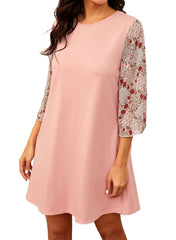 Casual Round neck Gored print Half sleeve Shift Dresses