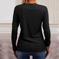 Casual plain pockets women long sleeve blouses