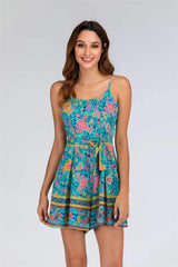 Fashion Floral Lacing Vest Jumpsuits