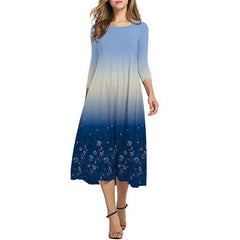 Women's Printed Gradient Long Sleeve Shift Dresses