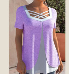 Fashion Irregular neck short sleeve T-shirts