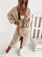 Soft warm plain long sweater cardigans women coats