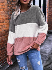 women's round neck flannel sweatshirts