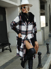 Loose long-sleeved striped plush hooded stitching plaid gold mink fleece Coats