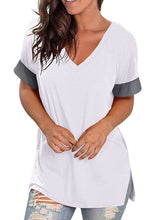Fashion Gored V neck Short sleeve T-Shirts