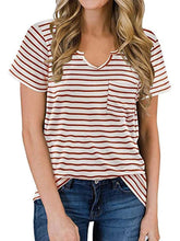 Casual Stripe print V neck Short sleeve T-Shirts