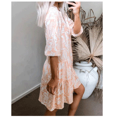 Casual Loose Floral print V neck Half sleeve Shift Dresses