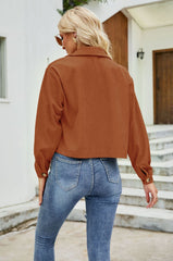 New Corduroy Lapel Pockets Long Sleeve Jackets