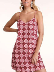 Fashion Print Backless Vest Shift Dresses