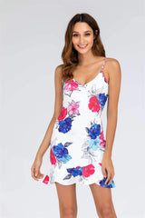 New Floral V neck Irregular Shift Dresses