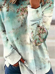 Starry Sky Print Loose Long Sleeve Round Neck Sweatshirts