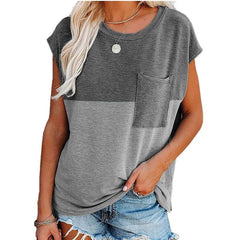 Casual Loose Gored Pocket Round neck Short sleeve T-Shirts
