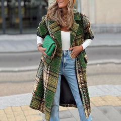 Fashion Long Sleeve Big Lapel Jacket Printed Long Coats