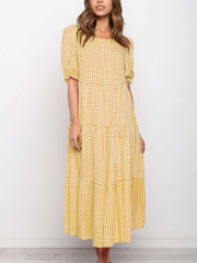 Casual Loose Print Round neck Short sleeve Maxi Dresses