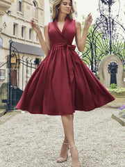 Sexy Pure V neck Sleeveless Lacing Skater Dresses