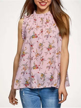 Casual Floral print Round neck Sleeveless T-Shirts