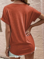 Lovely love printed v neck woman short sleeve T-shirts tops